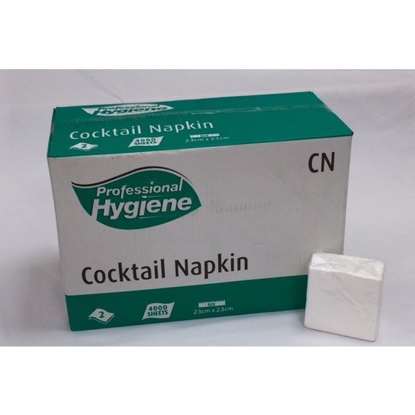 Professional Hygiene Cocktail Napkin White 2ply 23x23cm