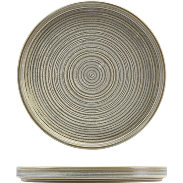 Terra Porcelain Matt Grey Low Presentation Plate 25cm - Pack of 6