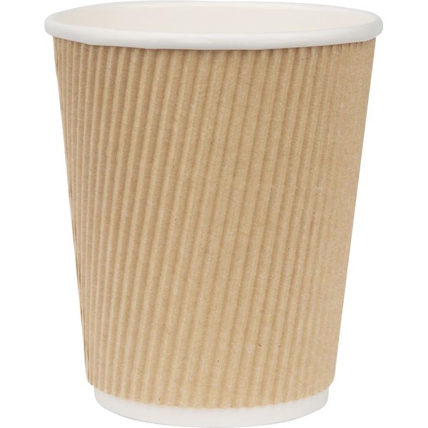 Fiesta Recyclable Coffee Cups Ripple Wall Kraft 225ml / 8oz (Pack of 500)