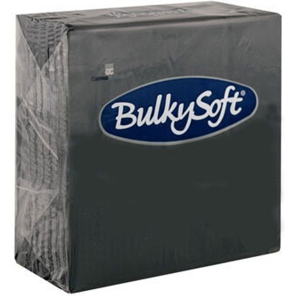 Bulkysoft 33x33cm Black 2ply 4fold Lunch Napkins (20x100)