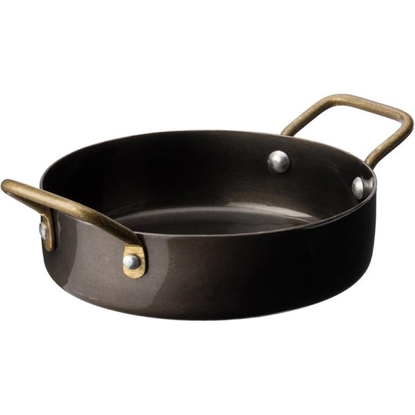 Utopia Vintage Steel Mini Casserole Dishes Black 122mm (6 Pack)