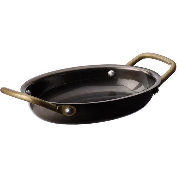 Utopia Vintage Steel Oval Dishes Black 165x125mm (6 Pack)