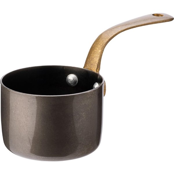 Utopia Vintage Steel Mini Saucepans Black 70mm (6 Pack)