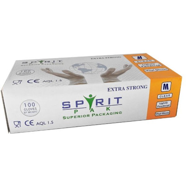Spirit LP Clear vinyl gloves Medium (10x100)