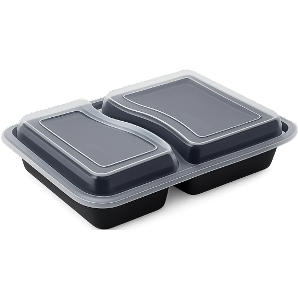 32oz Onyx 2 Comp PP Microwavable & Reusable Black Base Clear Lid (6x25)
