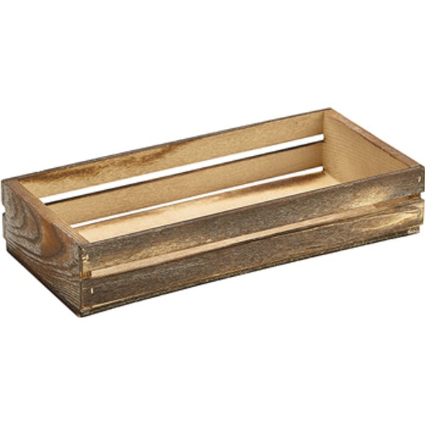 Genware Dark Rustic Wooden Crate 25 x 12 x 5cm