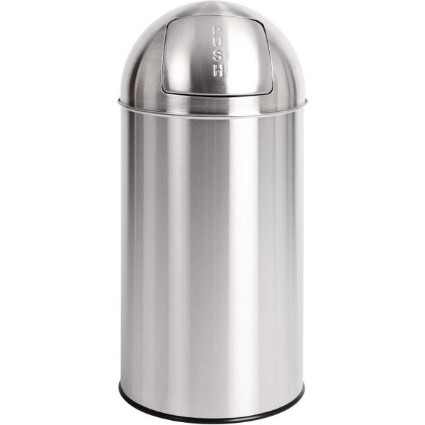 Bolero Stainless Steel Push Top Bullet Bin Silver 40Ltr
