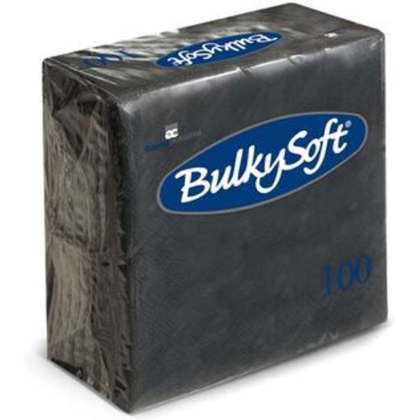 Bulkysoft 24x24cm Black 2ply 4fold Cocktail Napkins (20x100)
