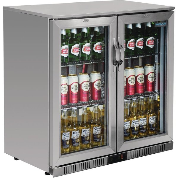 Polar G-Series Back Bar Cooler with Hinged Doors Stainless Steel 208Ltr