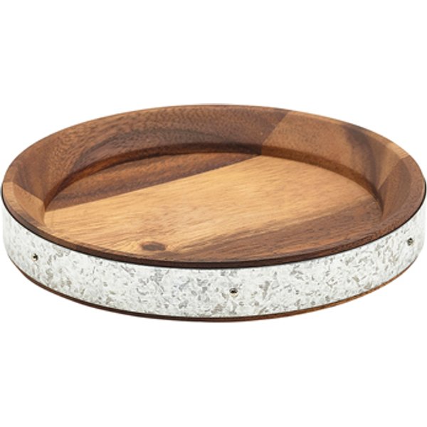 Acacia Wood Zinc Banded Serving Board 17cm