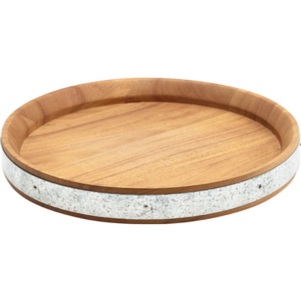 Acacia Wood Zinc Banded Serving Board 24cm