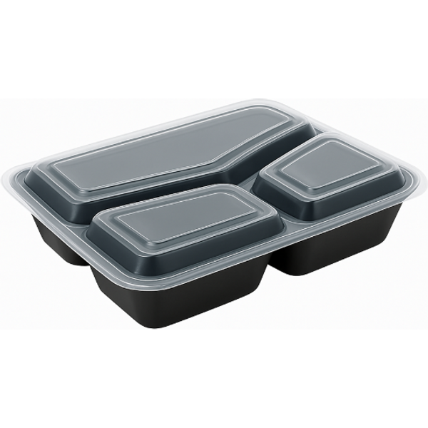 32oz Onyx 3 Comp PP Microwavable & Reusable Black Base Clear Lid (6x25)