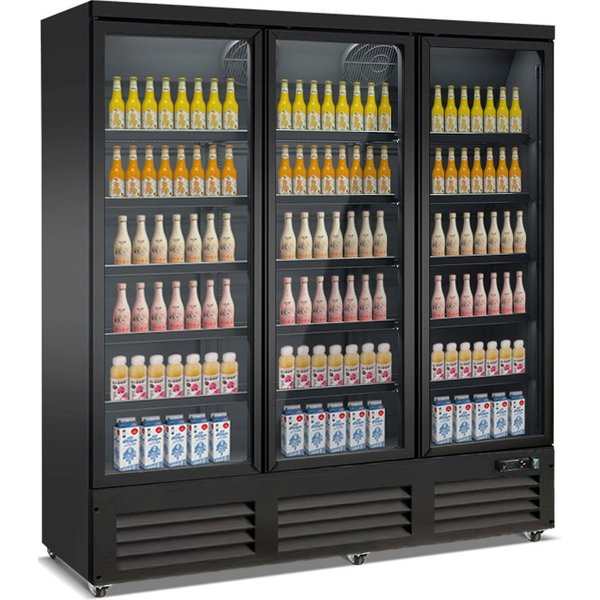REFRIGERATOR 3 GLASS DOORS BLACK CEB-1600R BL