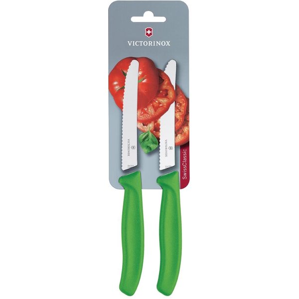 Victorinox Serrated Tomato/Utility Knife 11cm Green (Pack of 2)