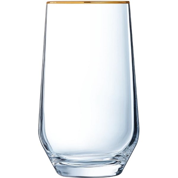 Cristal d'Arques Ultime Gold Band Hi Ball Glasses 400ml (8 Pack)