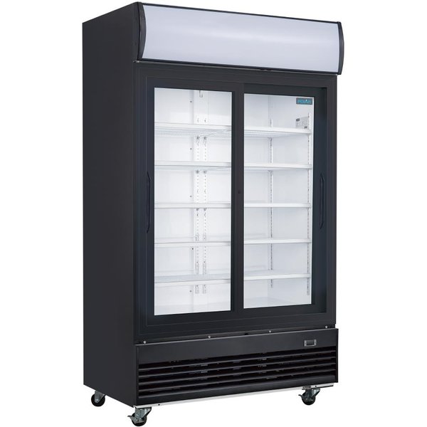 Polar G-Series Upright Sliding Door Display Cooler with Light Box 950Ltr Black