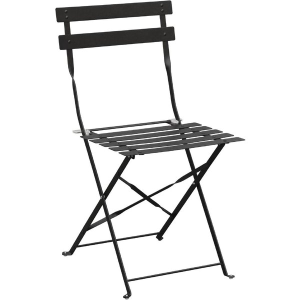 Bolero Black Pavement Style Steel Chairs (Pack of 2)