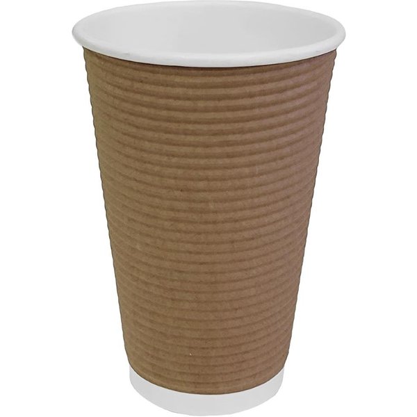 Fiesta Recyclable Coffee Cups Ripple Wall Kraft 455ml / 16oz (Pack of 500)