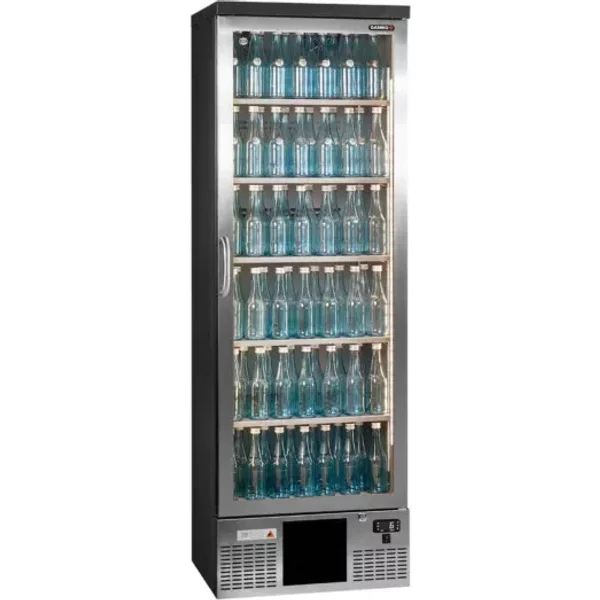 Gamko Maxiglass MG3/300LGCS Left Hand Hinged Stainless Steel Frame Glass Door Upright Bottle Cooler 300 Litres