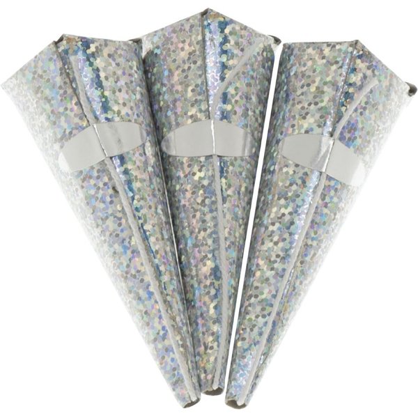 Swantex Silver Holographic Cone Party Poppers (50 pack)