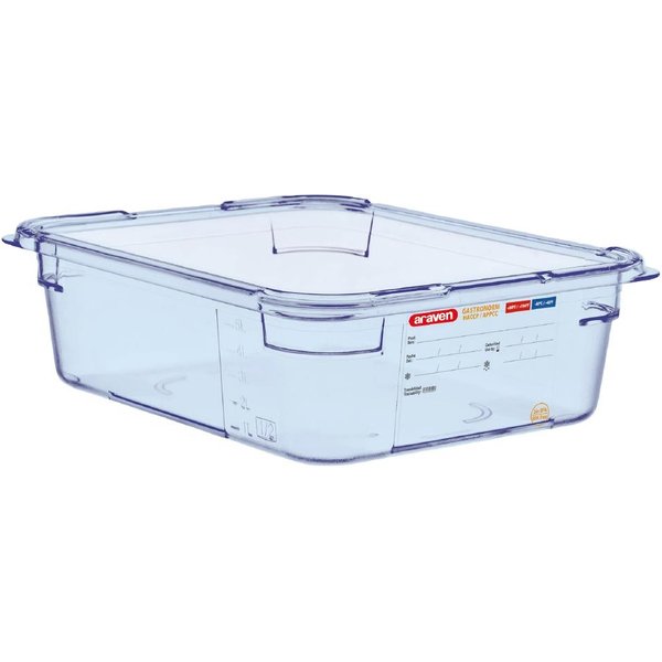 Araven ABS Food Storage Container Blue GN 1/2 100mm