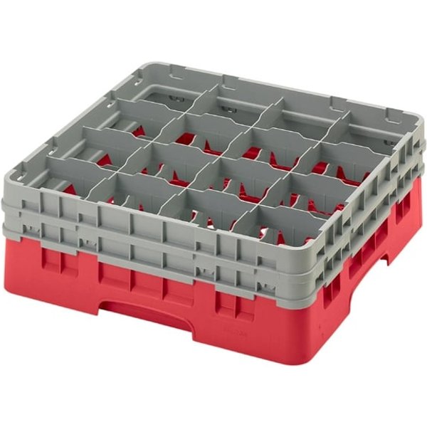 Cambro Camrack Red 16 Compartments Max Glass Height 156mm