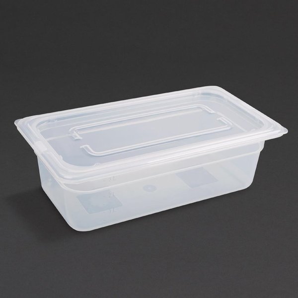 Vogue Polypropylene 1/3 Gastronorm Container with Lid 100mm (4 pack)