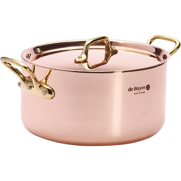 De Buyer Inocuivre Round Stewpan with Lid Brass 20cm