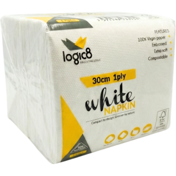 Logic8 30cm 1ply 4fold napkins (10 x 500s)