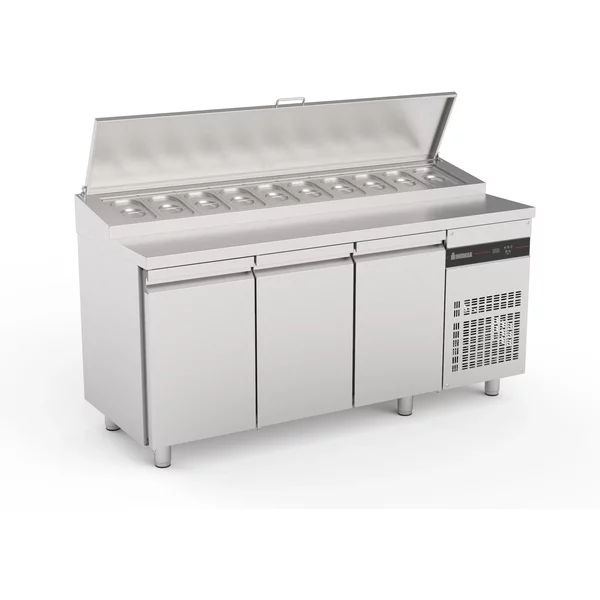 Inomak ZPZ999 3 Door Prep Counter W/ Raised Collar