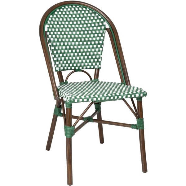 Bolero Parisian Style PE Rattan Chair Green Dot Mix (2 Pack)