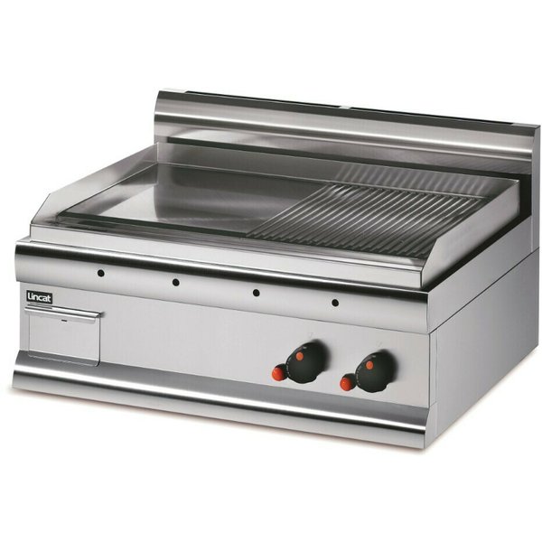 Lincat Silverlink 600 Natural Gas Counter-top Griddle - Half-Ribbed Plate - W 750 mm - 7.5 kW