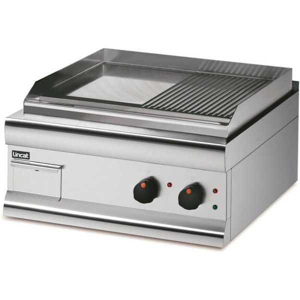 Lincat Silverlink 600 Electric Counter-top Griddle - Twin Zone - Half-Ribbed Plate - Extra Power - W 600 mm - 5.6 kW