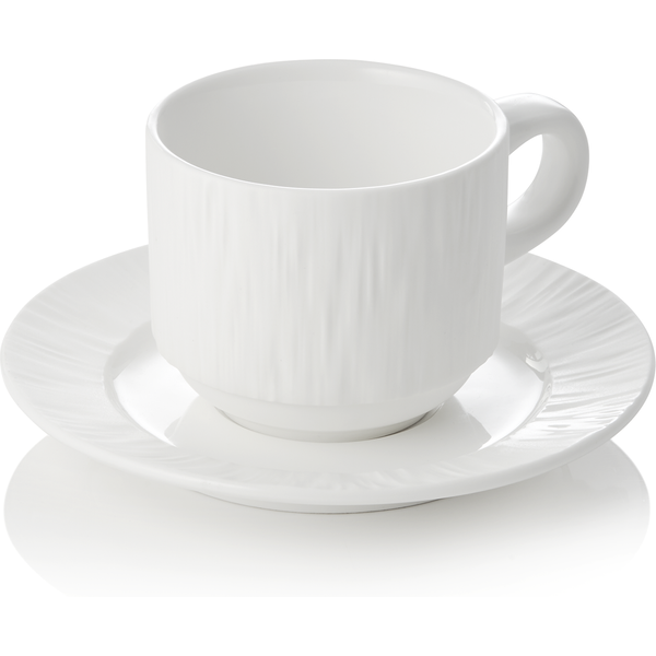 Maya Shiro Cup and Saucer Set 240 ml White Porcelain Pack of 4