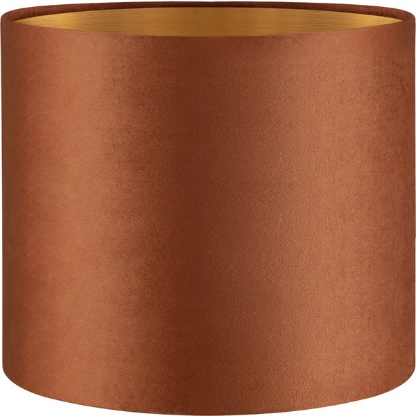 Fluweel - Velvet Lampenkap - Cilinder - Bruin + goud - Luxe stijl - ø20 x 17 cm - E27 fitting - voor tafellampen en Pendellamp - voor woonkamer en eetkamer