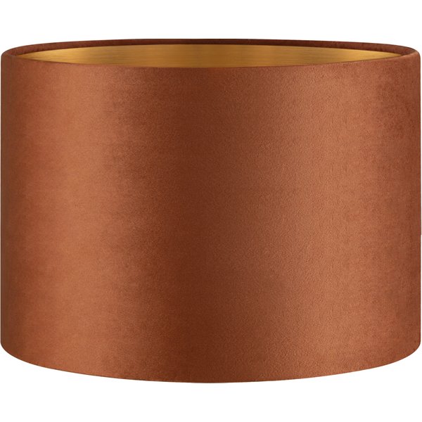 Fluweel - Velvet Lampenkap - Cilinder - Bruin + goud - Luxe stijl - ø30 x 20 cm - E27 fitting - voor tafellampen en Pendellamp - voor woonkamer en eetkamer
