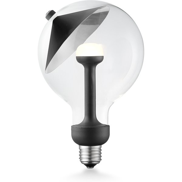 Design LED Lichtbron Move Me - Zwart/Zilver - G120 Cone LED lamp - 12/12/18.6cm - Met verstelbare diffuser via magneet - geschikt voor E27 fitting - Dimbaar - 5W 400lm 2700K - warm wit licht