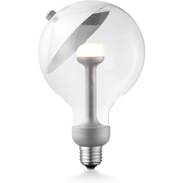 Design LED Lichtbron Move Me - Zilver - G120 Cone LED lamp - 12/12/18.6cm - Met verstelbare diffuser via magneet - geschikt voor E27 fitting - Dimbaar - 5W 400lm 2700K - warm wit licht