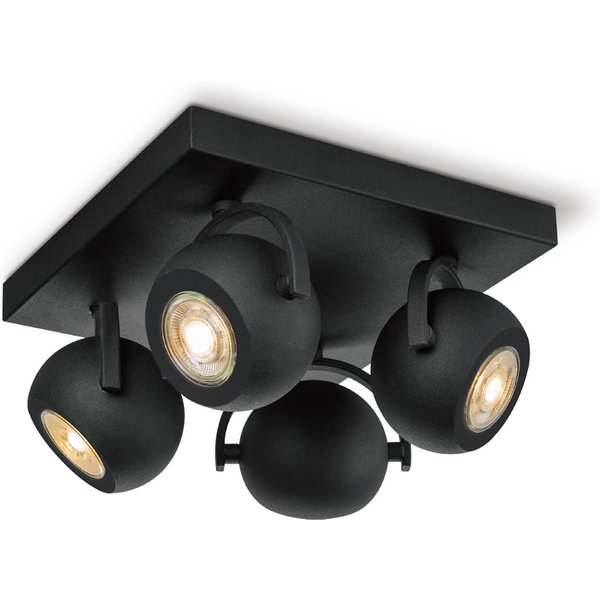 NOP OPBOUWSPOT ZAND ZWART INC 4X LED DIM GU10 5W