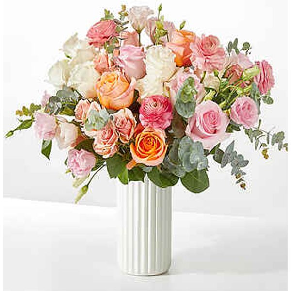 Good Luck Charm Bouquet - Deluxe with White Fluted Vase - FedEx