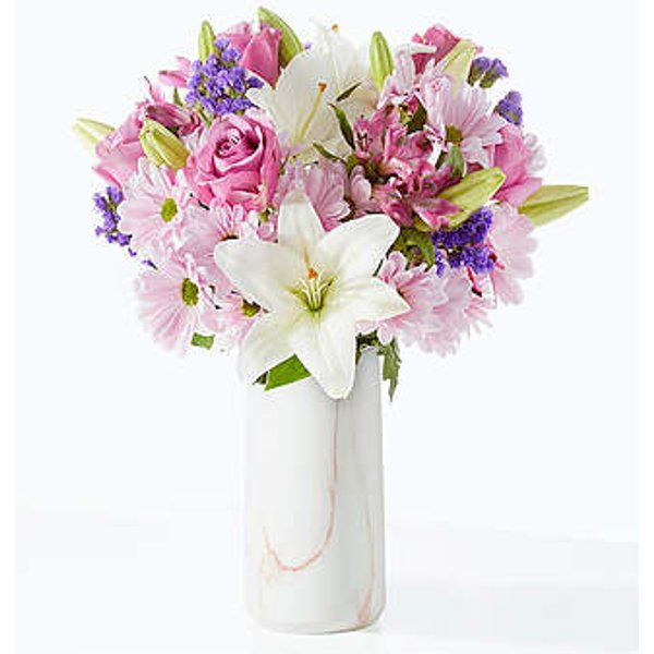 Lavender Fields Mixed Flower Bouquet - Standard with Marble Vase - FedEx