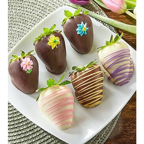 Flower Power Chocolate Covered Strawberries 6pc - FedEx