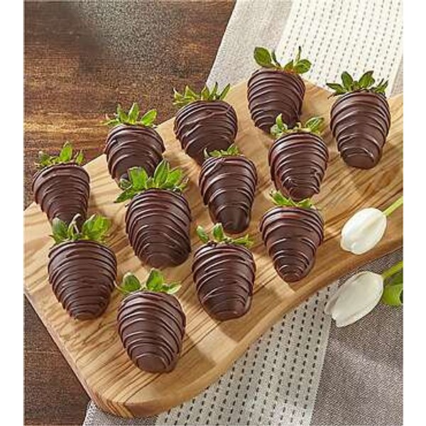 Belgian Dark Chocolate Covered Strawberries - 12 pc - FedEx