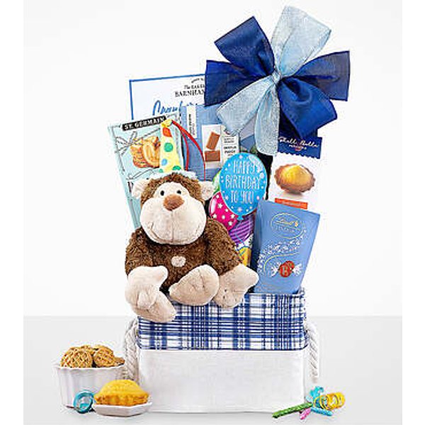 Happy Birthday Monkey Gift Basket - FedEx
