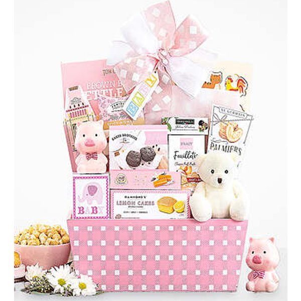 Welcome Baby Gift Basket - Pink - FedEx