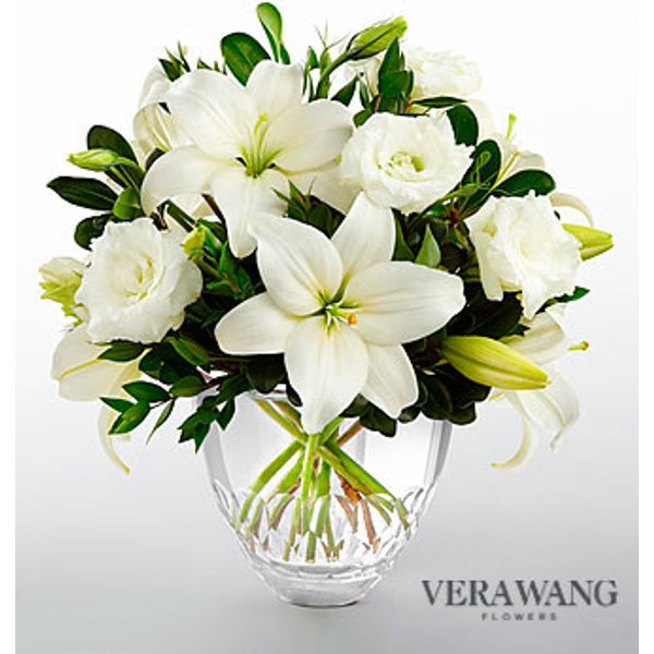FTD White Elegance Bouquet by Vera Wang - CUT GLASS VASE INCLUDED