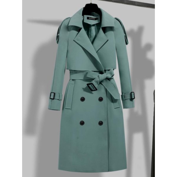 New Trench Coat for Women 2023 Winter Autumn Solid Lapel Double-breasted Long Overcoat Tops Windbreaker Women Clothing