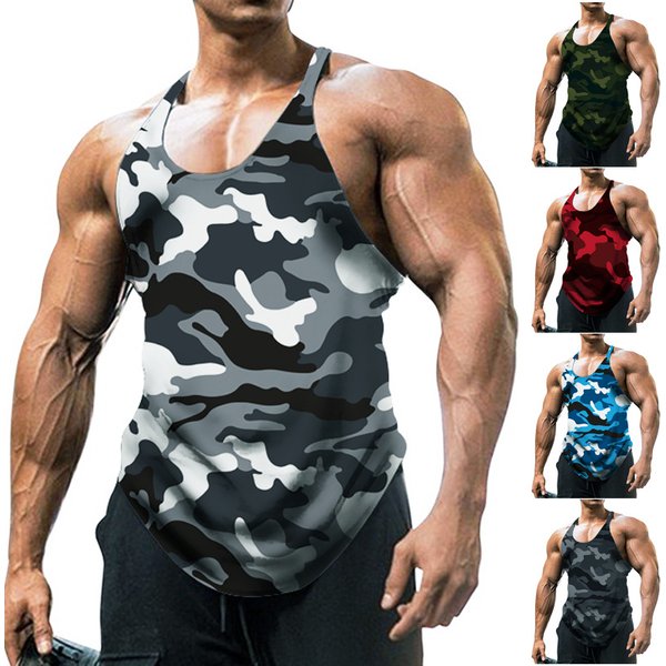 Customized Cross-Border Foreign Trade European And American Men's Sleeveless Camouflage Vest Outdoor Sports Fitness Top Men's Clothing-image