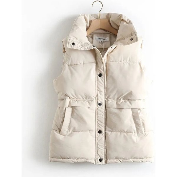 Women's Clothing Cotton vest for women's outer wear short autumn and winter new style down cotton coat loose and versatile jacket stand up collar vest