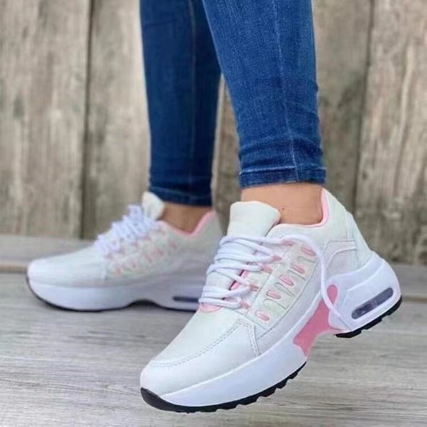 Women’S Shoes Casual Couple Single Shoes Women's Thick Soled Flying Woven Sports Shoes Large Size Foreign Trade Lace Up Women's Shoes-image